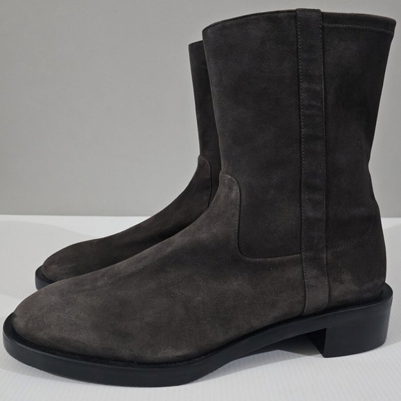NEW Stuart Weitzman Sadie Mid Calf Boot Womens 10.5 Gray Suede Western Pull On - Picture 1 of 15